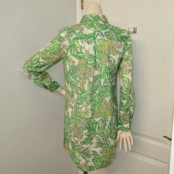 Lilly Pulitzer Shirt Dress Tunic Green and Pink Long sleeve Colorful - Picture 6 of 15